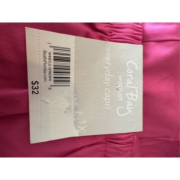 CORAL BAY Women’s 1X Pink Drawstring Capris - Picture 4 of 4